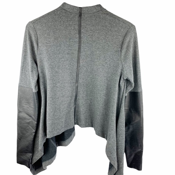 ANTHRO Bordeaux Grey Black Leather Draped Cardigan - Picture 6 of 9